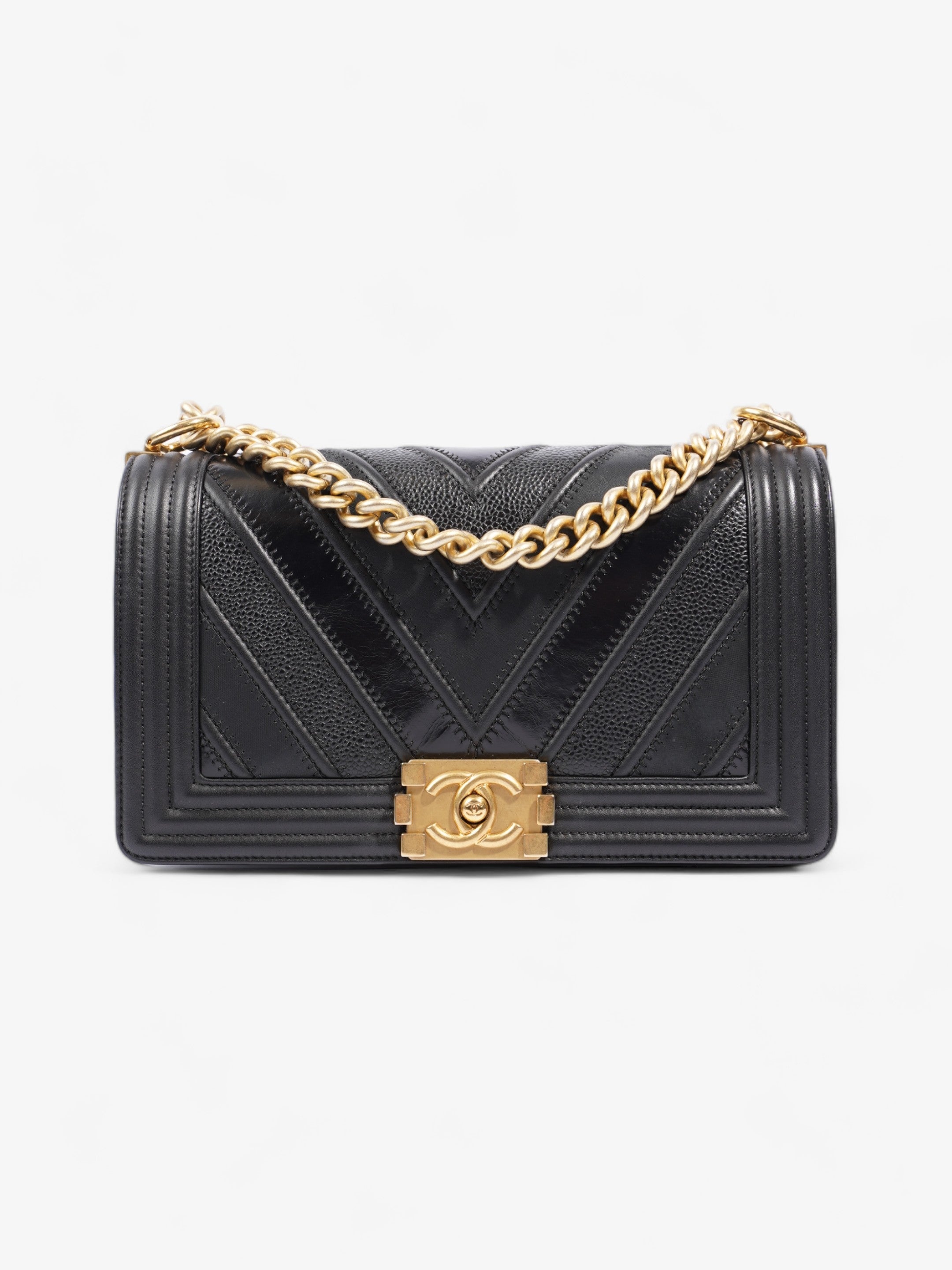 Chanel Boy Black Calfskin Leather Medium