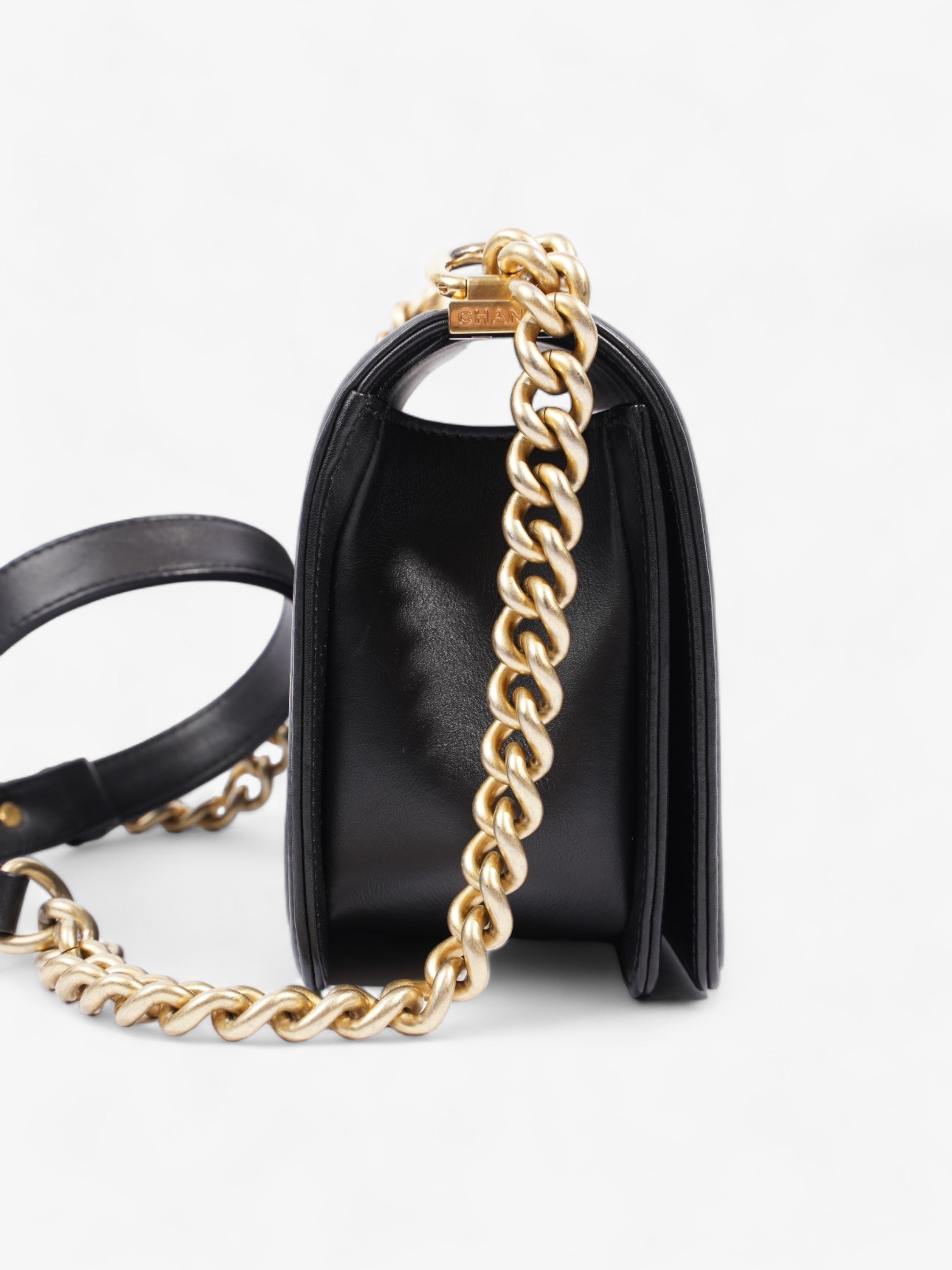 Chanel Boy Black Calfskin Leather Medium