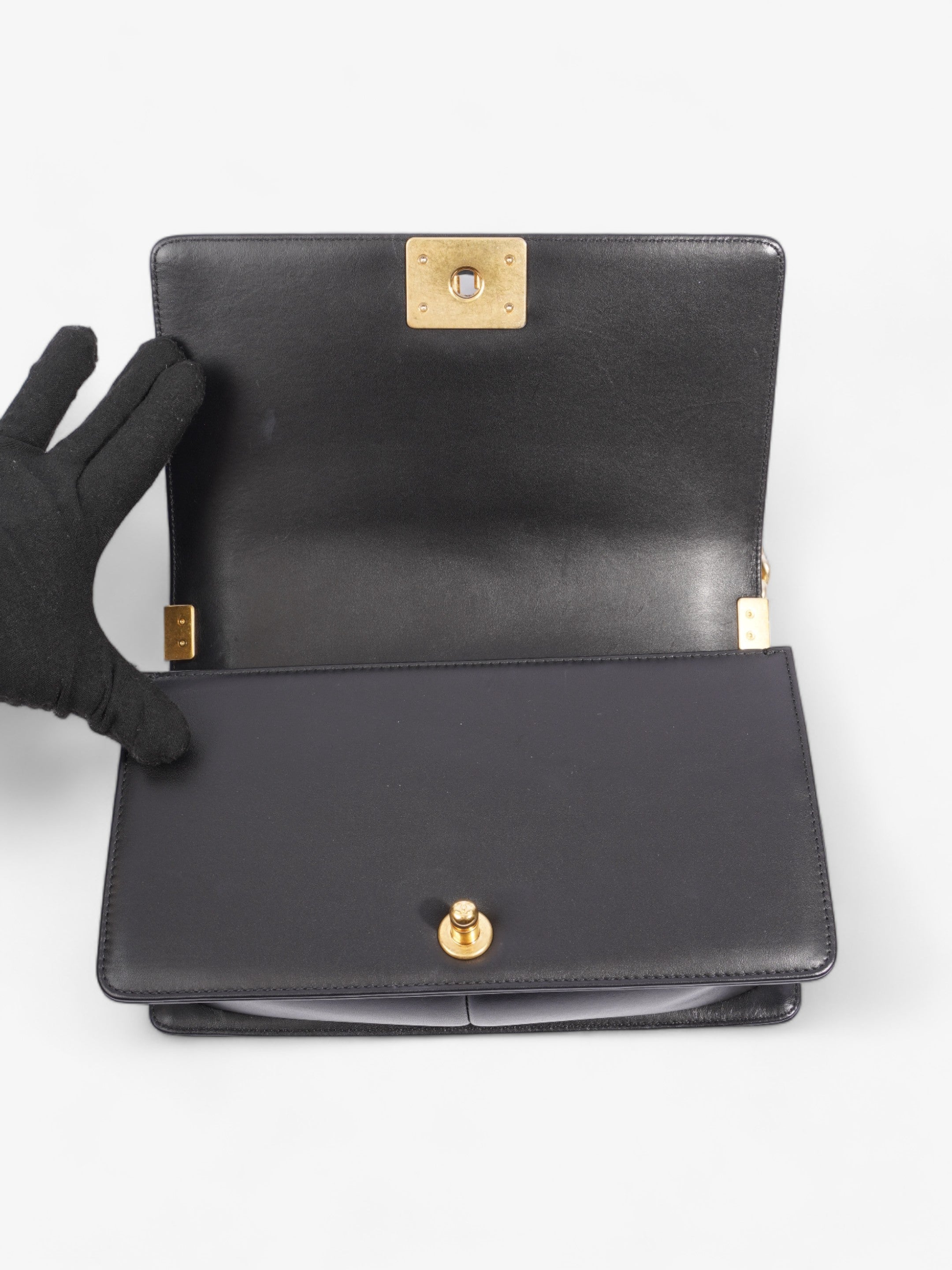 Chanel Boy Black Calfskin Leather Medium