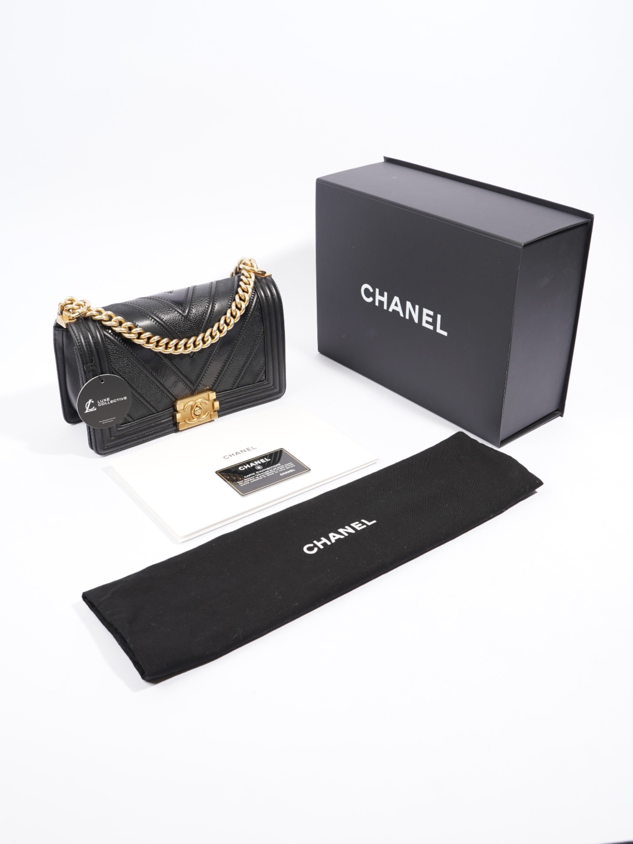 Chanel Boy Black Calfskin Leather Medium