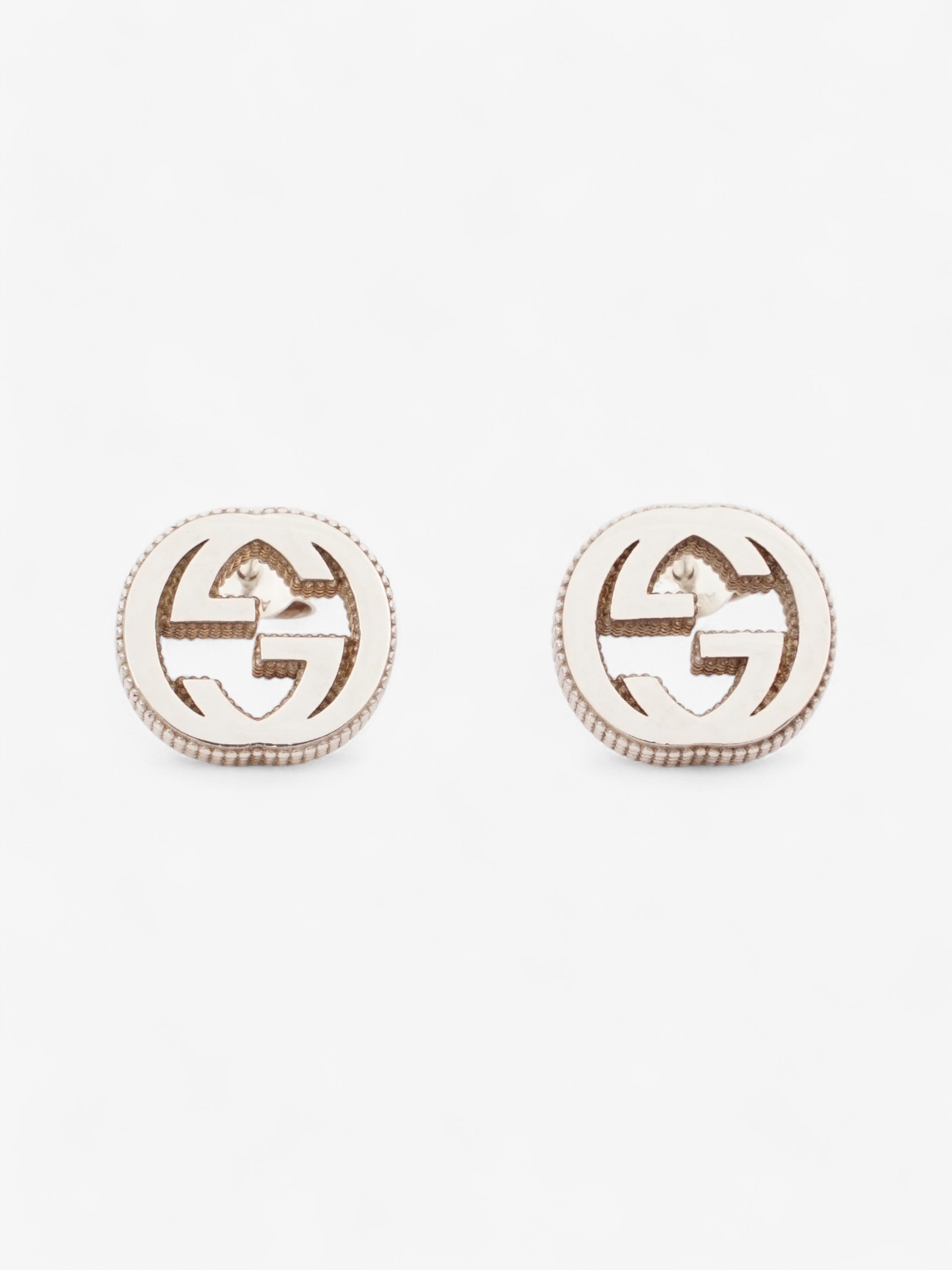 Gucci Interlocking Earrings Silver Silver Sterling