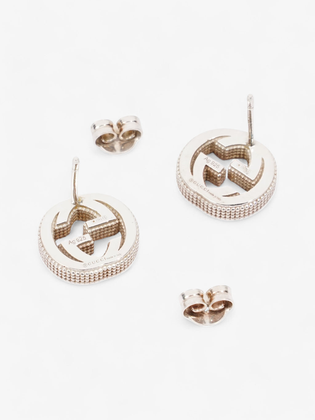 Gucci Interlocking Earrings Silver Silver Sterling