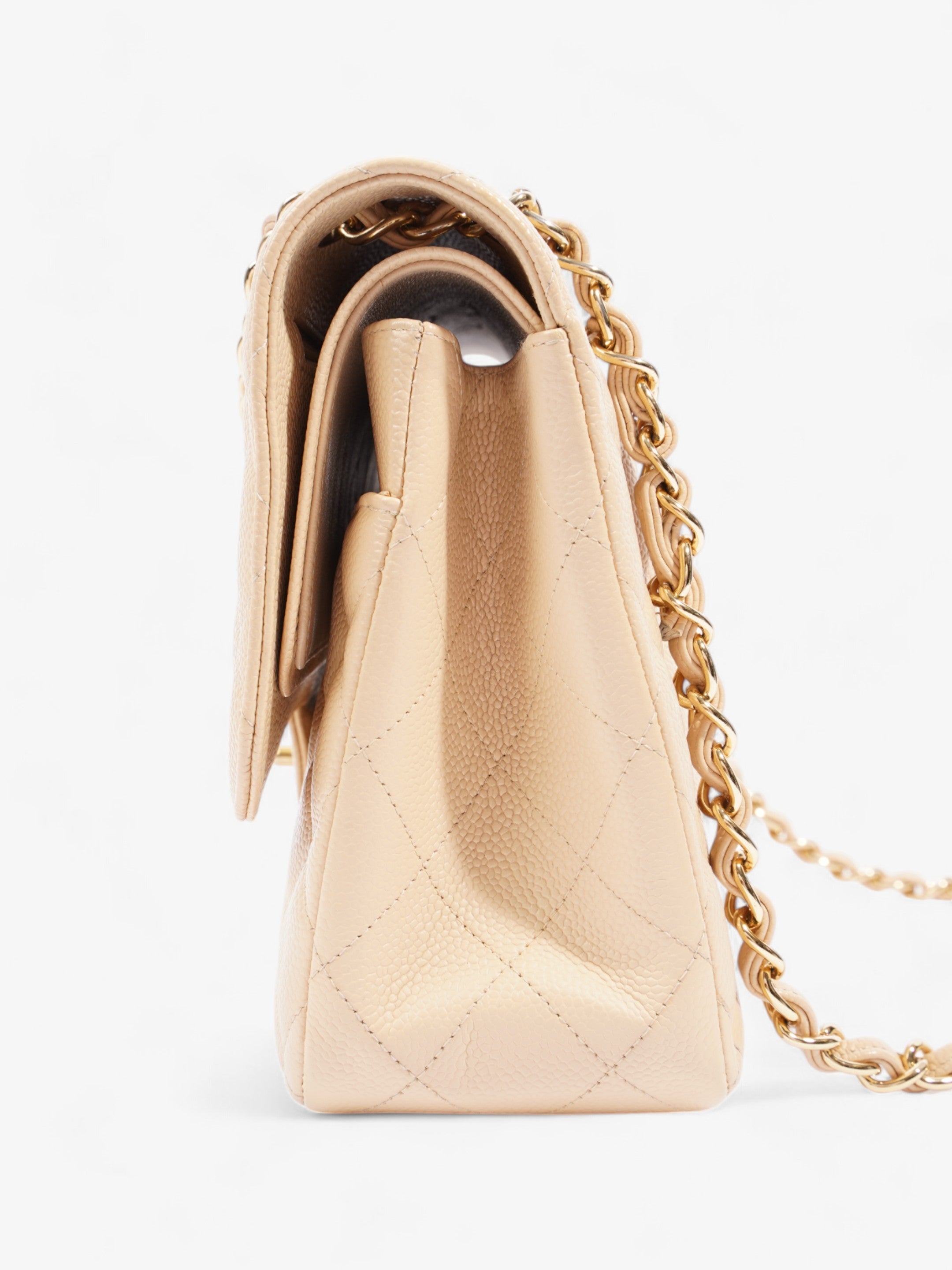 Chanel Classic Flap Beige Caviar Leather Jumbo