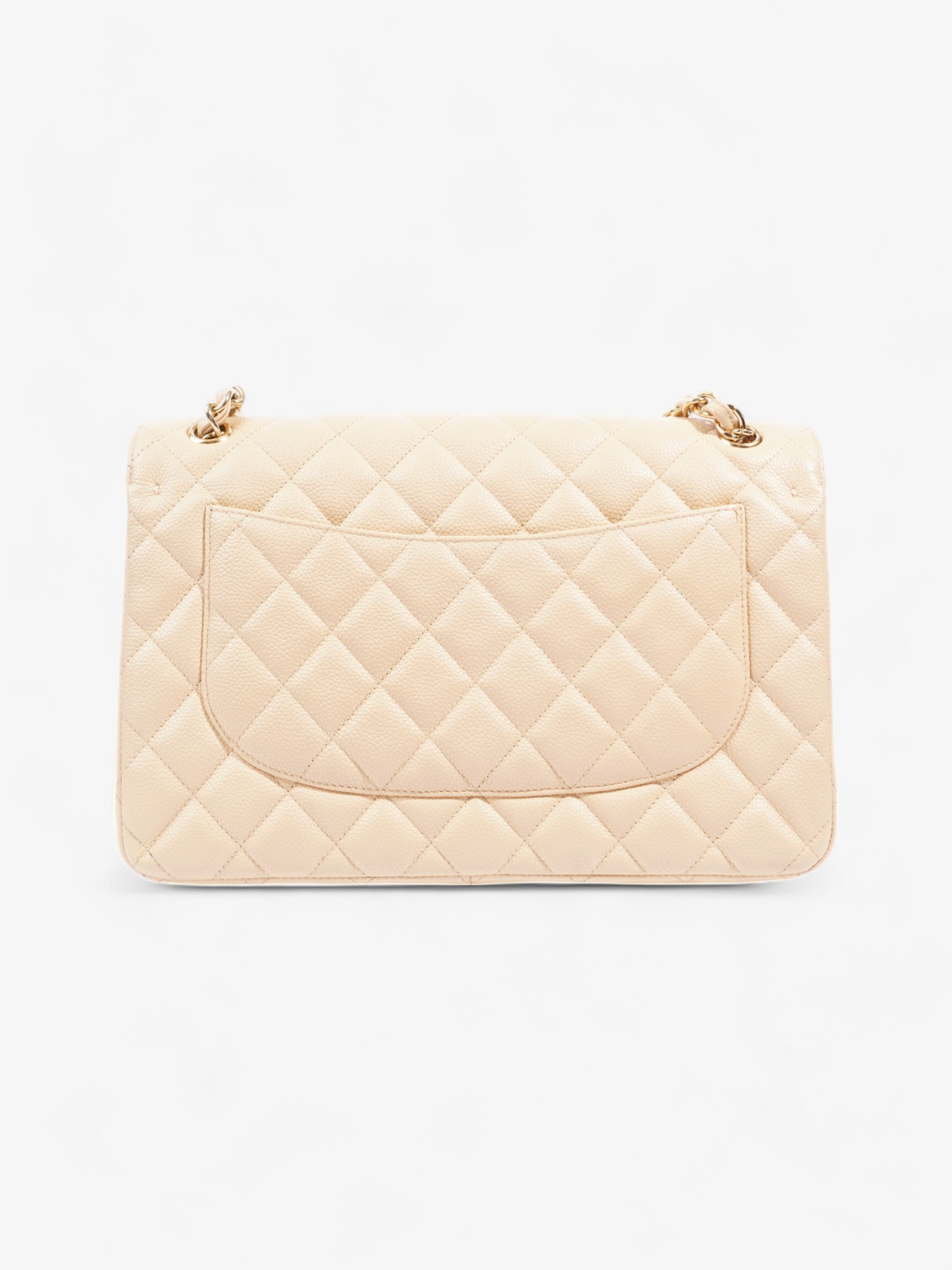 Chanel Classic Flap Beige Caviar Leather Jumbo