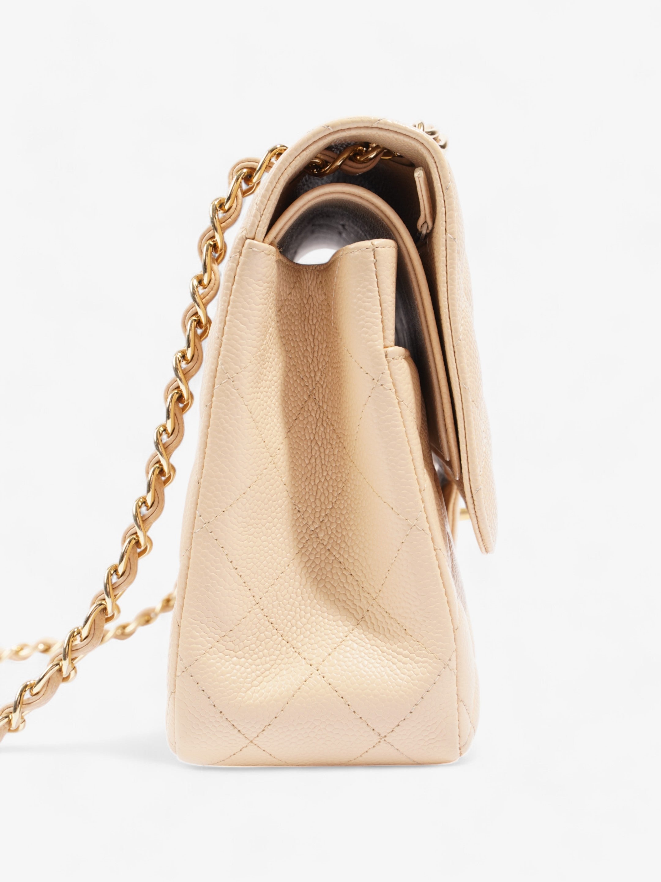 Chanel Classic Flap Beige Caviar Leather Jumbo