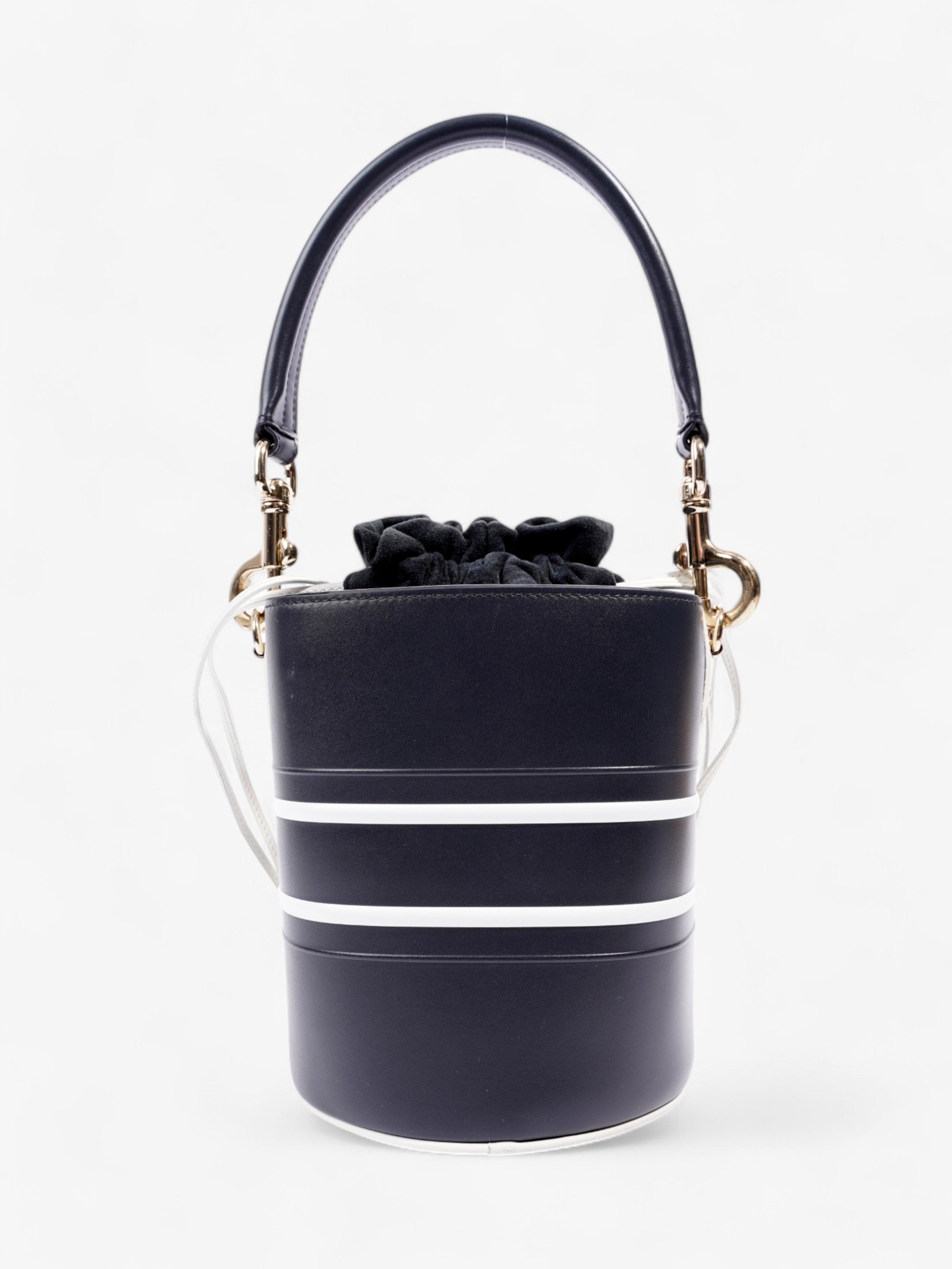 Christian Dior Vibe Bucket Bag Navy / White Calfskin Leather Small