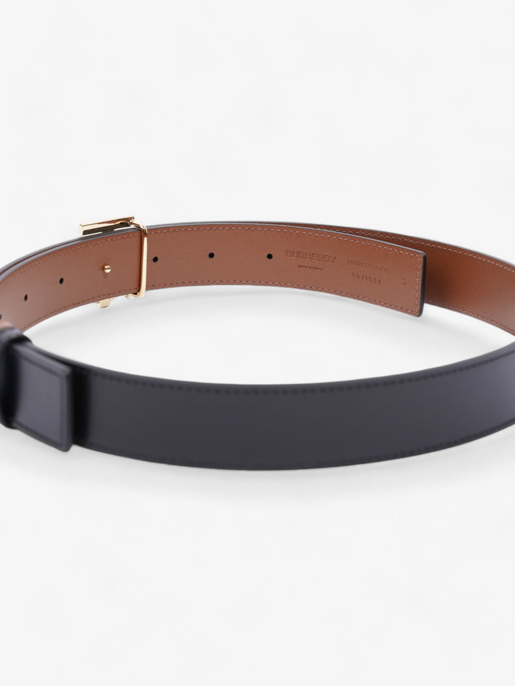 Burberry TB Reversible Belt Black / Tan / Gold Leather Small - 106cm