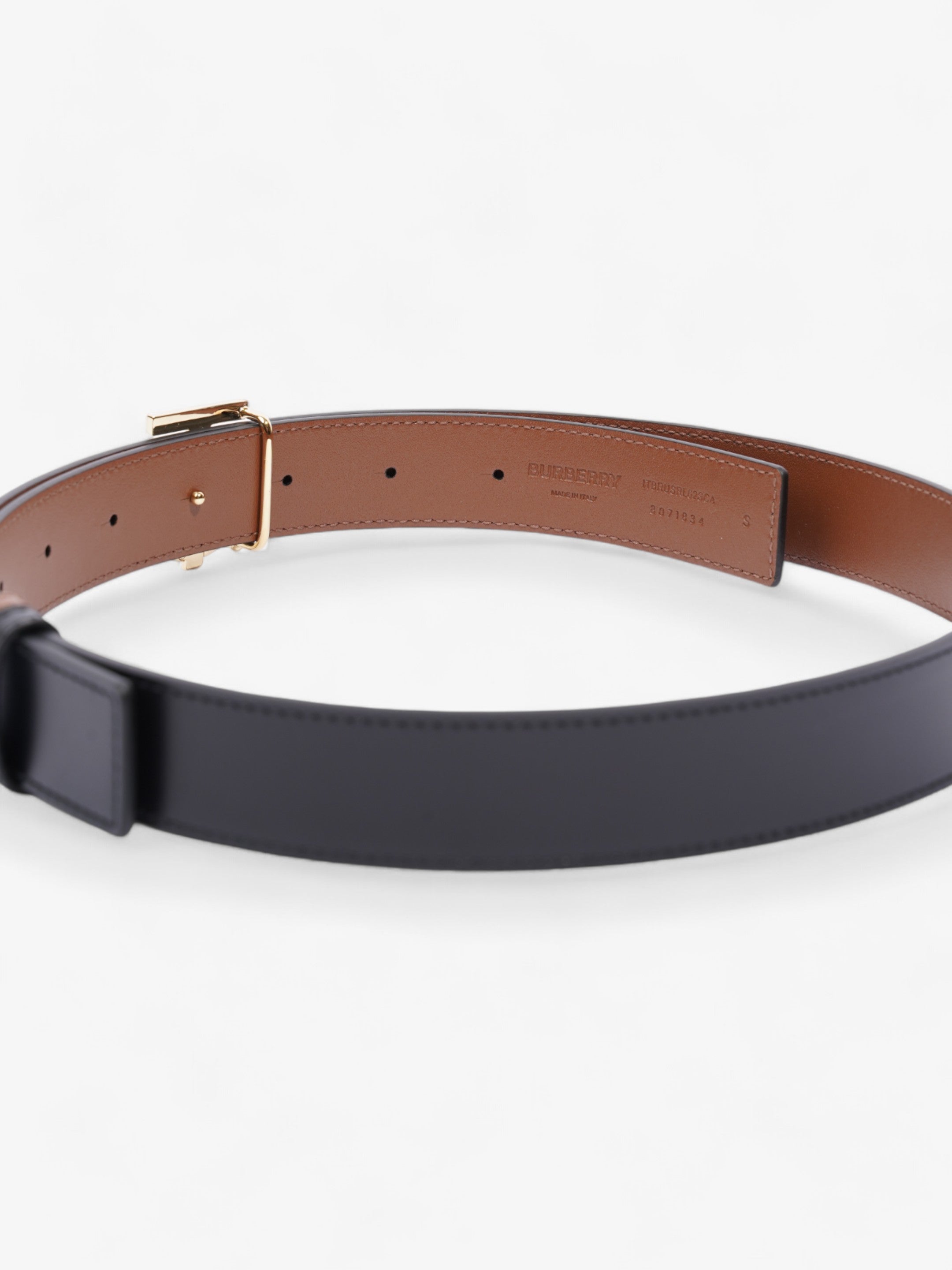 Burberry TB Reversible Belt Black / Tan / Gold Leather Small - 106cm