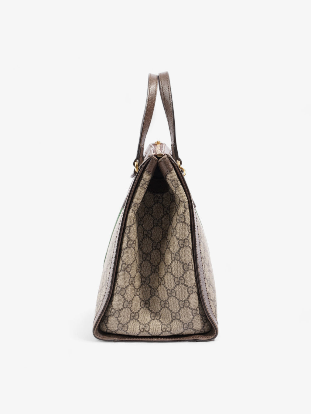 Gucci Ophidia GG Beige And Ebony GG Supreme / Brown / Gucci Stripe Coated Canvas Medium