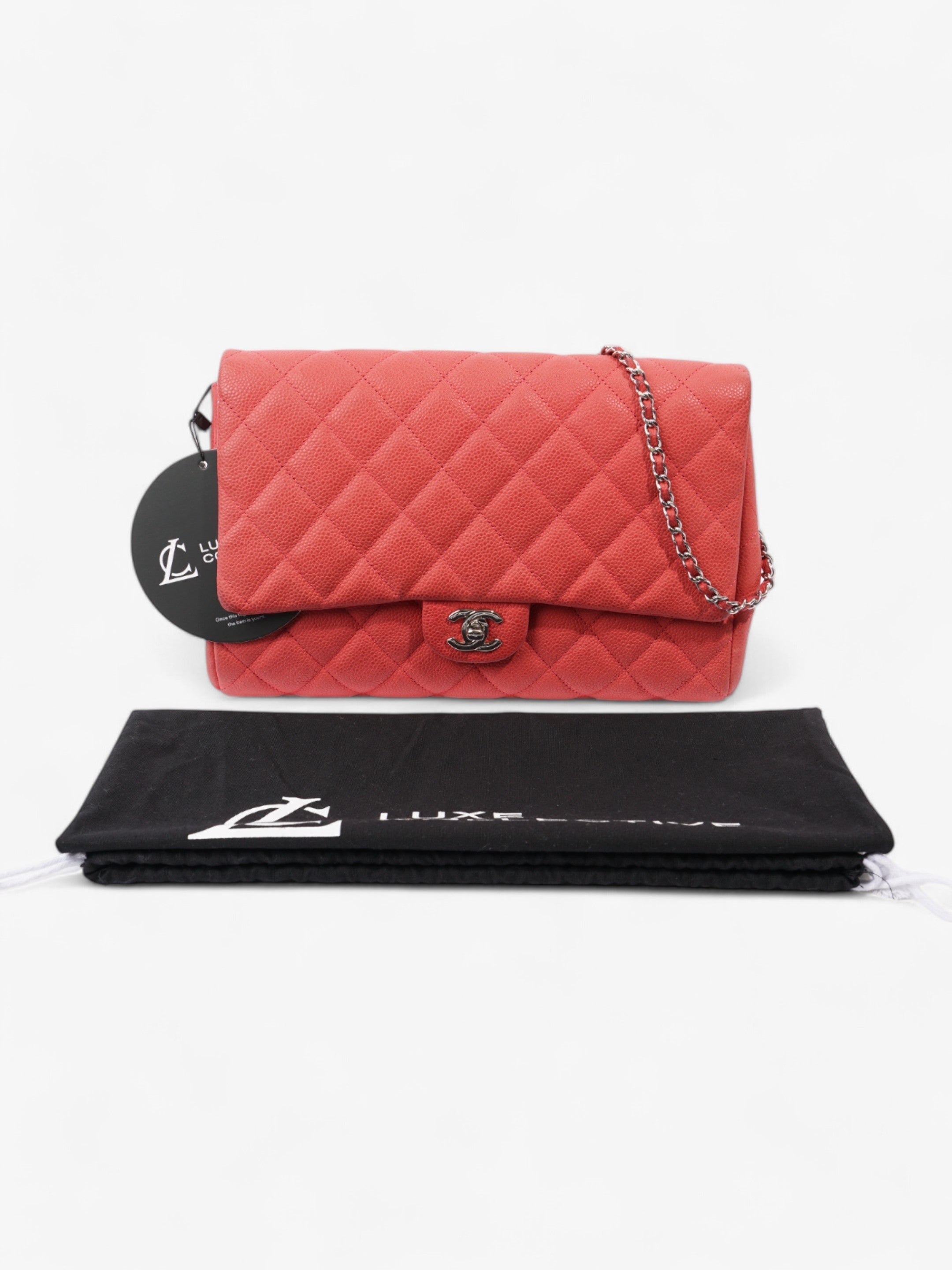 Chanel Envelope Clutch with Chain Coral Caviar Leather