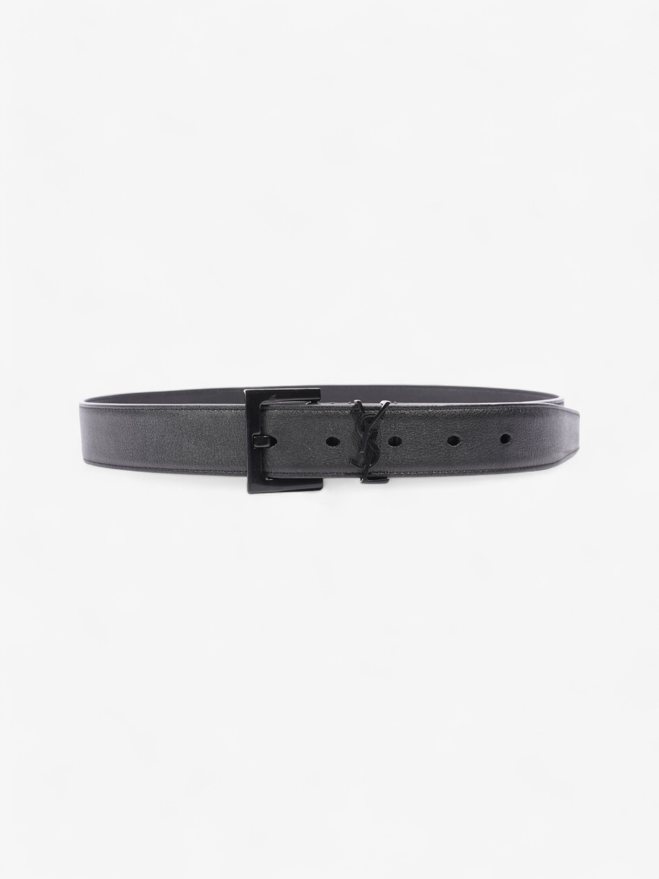 Saint Laurent Monogram Belt Black Leather 75