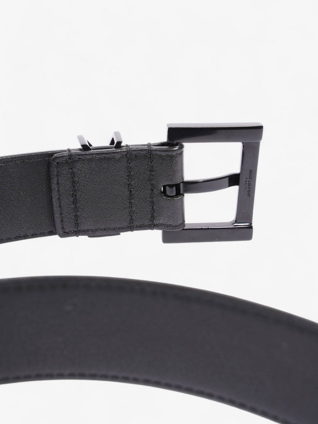 Saint Laurent Monogram Belt Black Leather 75