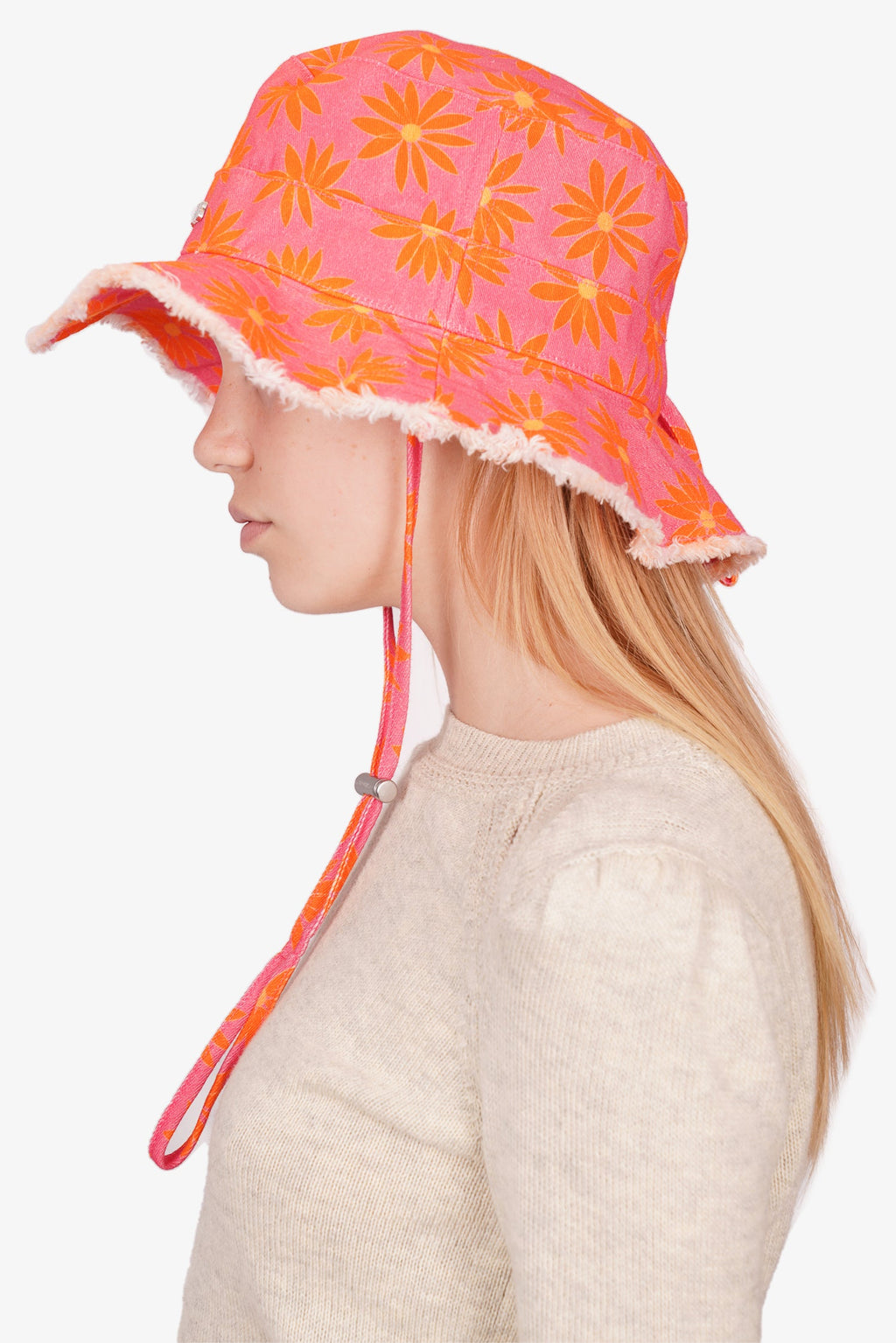 Jacquemus Pink/Orange Floral Print Bucket Hat