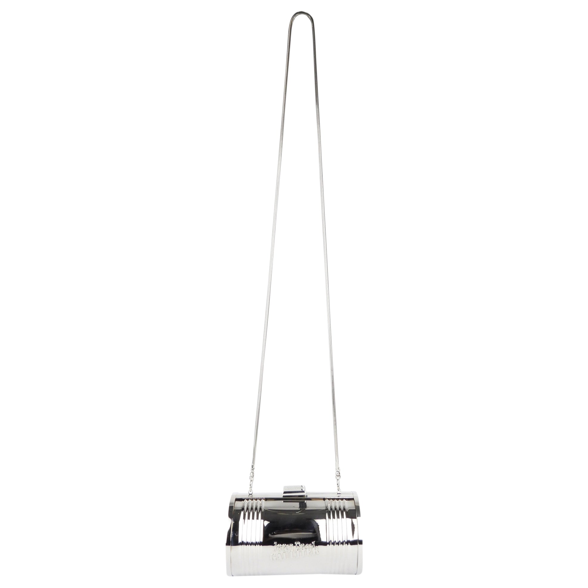 Jean Paul Gaultier Chrome Tin Can Minaudiere Clutch with Chain