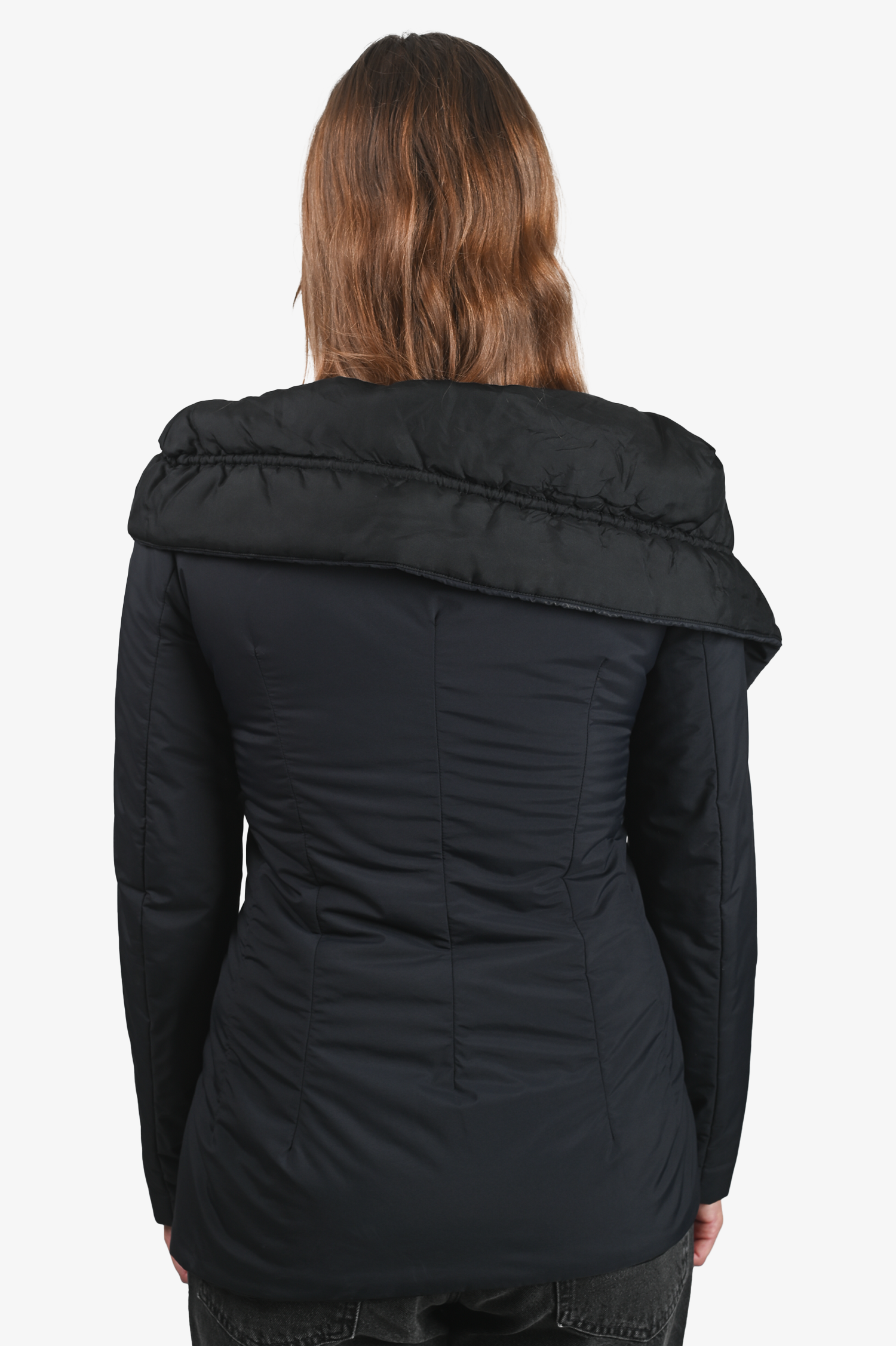 Jil Sander Black Nylon Padded Jacket With Wide Lapels Size 34