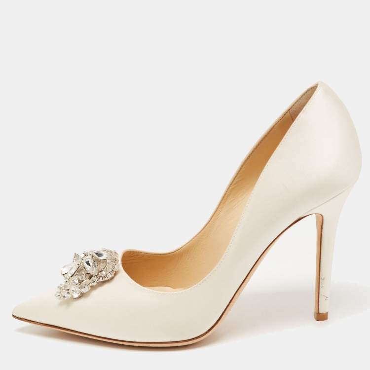 JIMMY CHOO ABEL SATIN CRYSTAL PUMPS