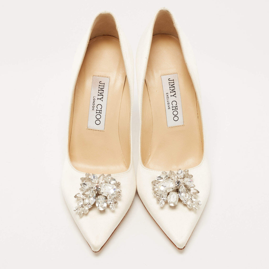 JIMMY CHOO ABEL SATIN CRYSTAL PUMPS