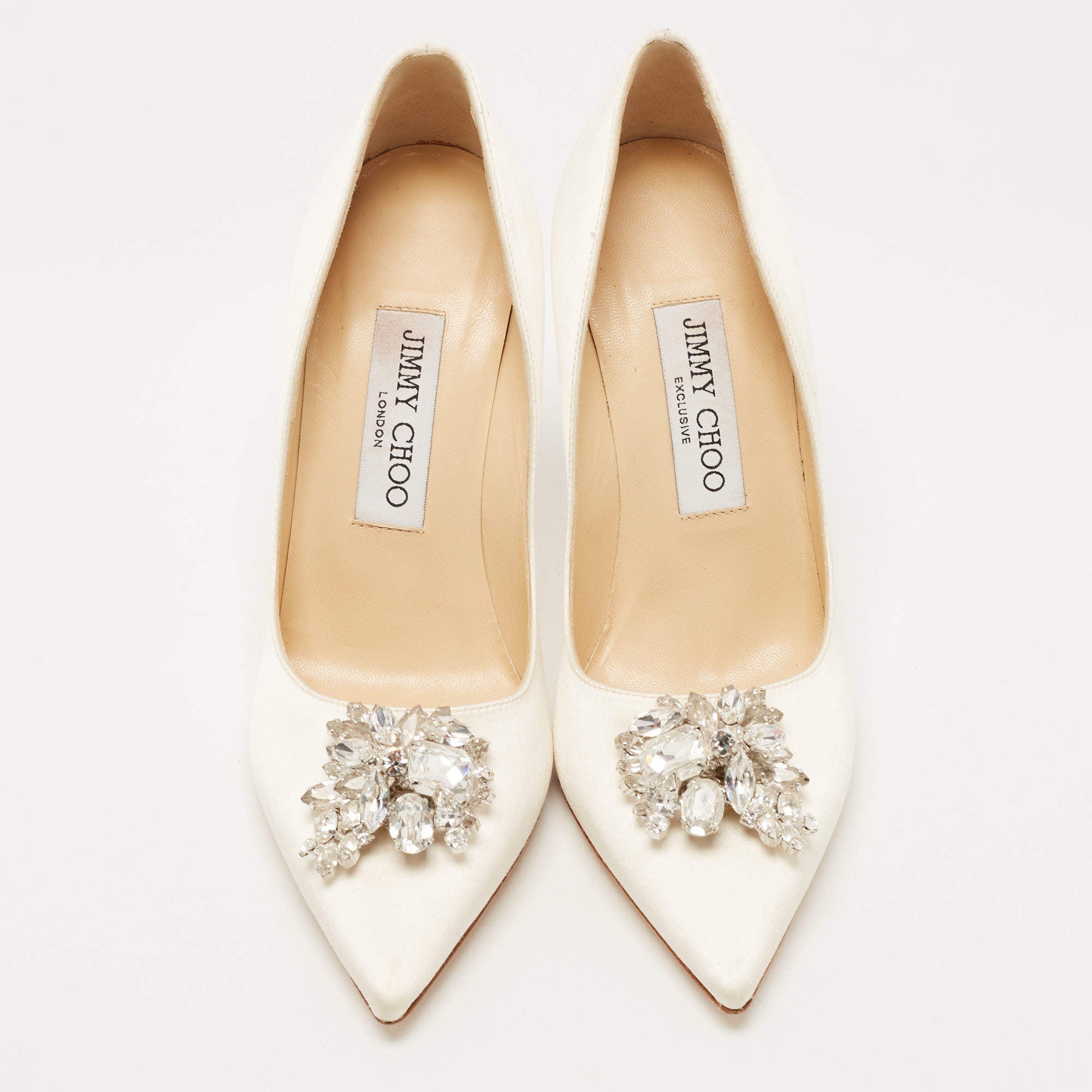 JIMMY CHOO ABEL SATIN CRYSTAL PUMPS