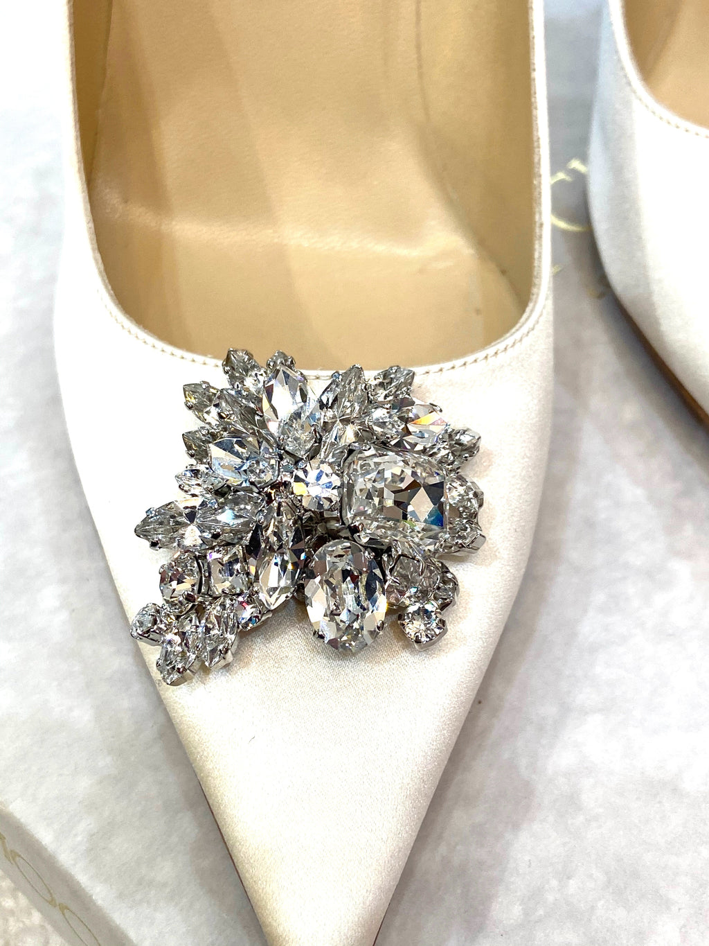 JIMMY CHOO ABEL SATIN CRYSTAL PUMPS