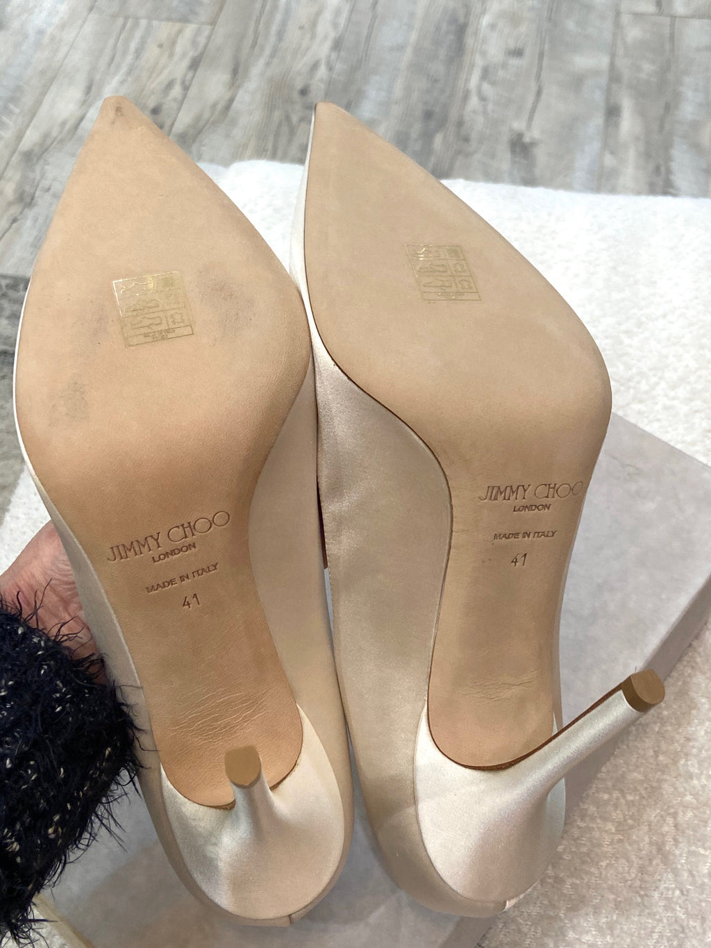 JIMMY CHOO ABEL SATIN CRYSTAL PUMPS