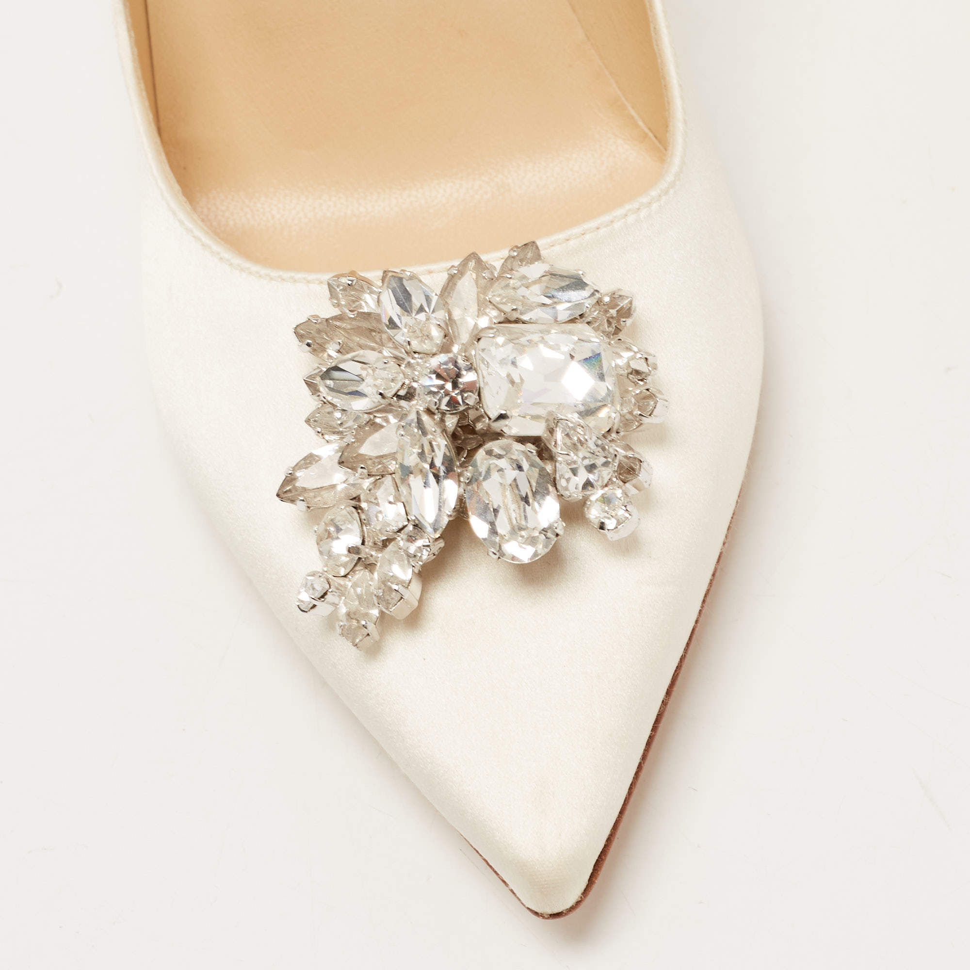JIMMY CHOO ABEL SATIN CRYSTAL PUMPS