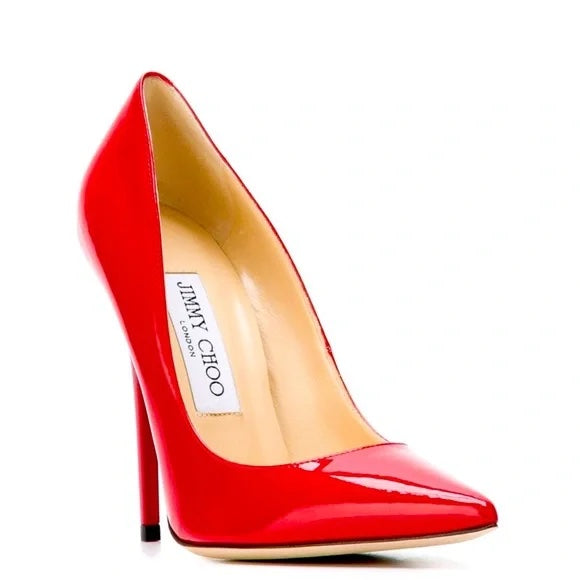 JIMMY CHOO LOVE 100 PATENT LEATHER PUMPS