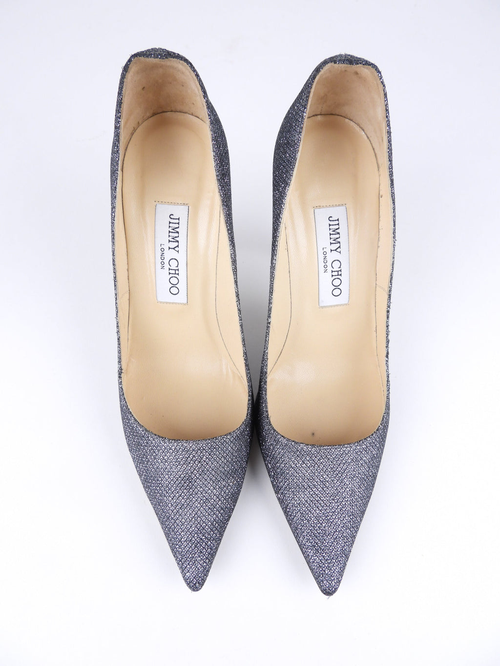 Jimmy Choo Anthracite Lame Glitter Abel Pump Heels - 37.5