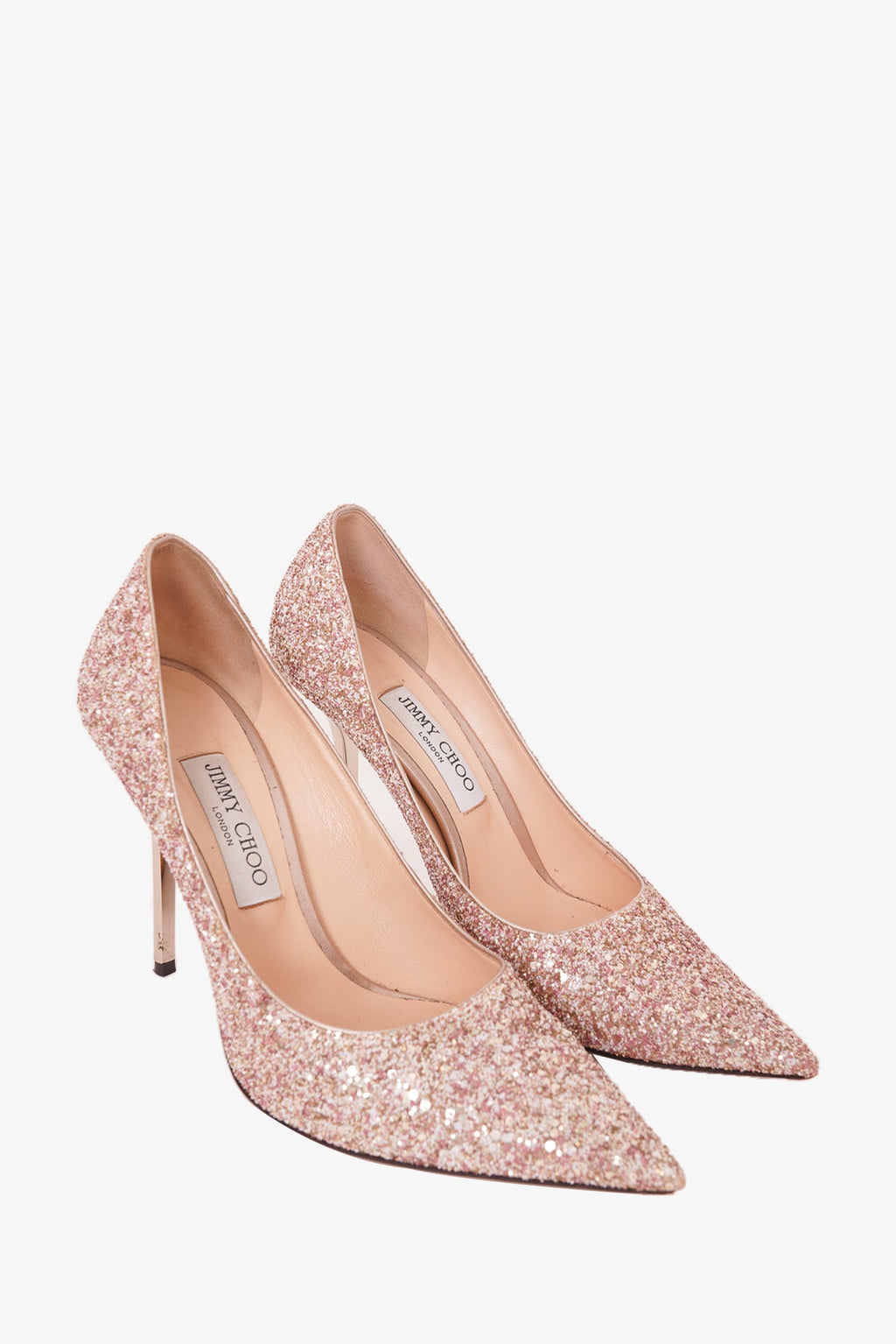 Jimmy Choo Beige Glitter Pointed Toe Heels Size 40