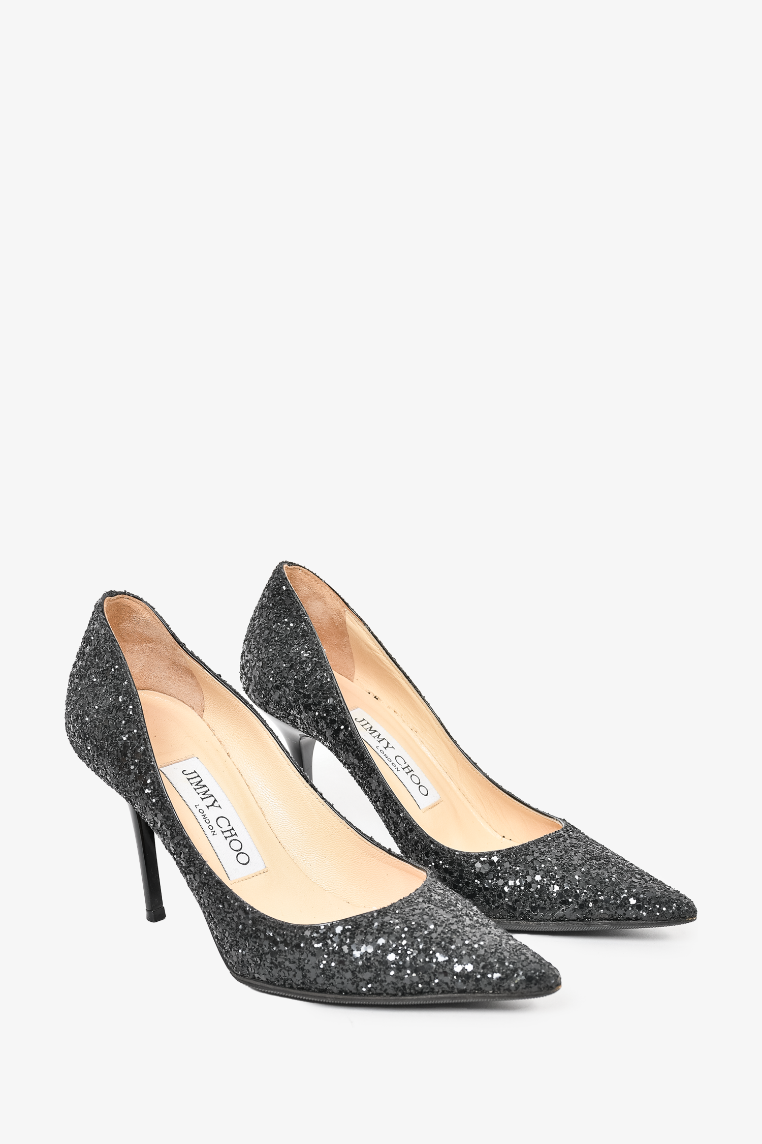 Jimmy Choo Black Glitter Heels Size 34