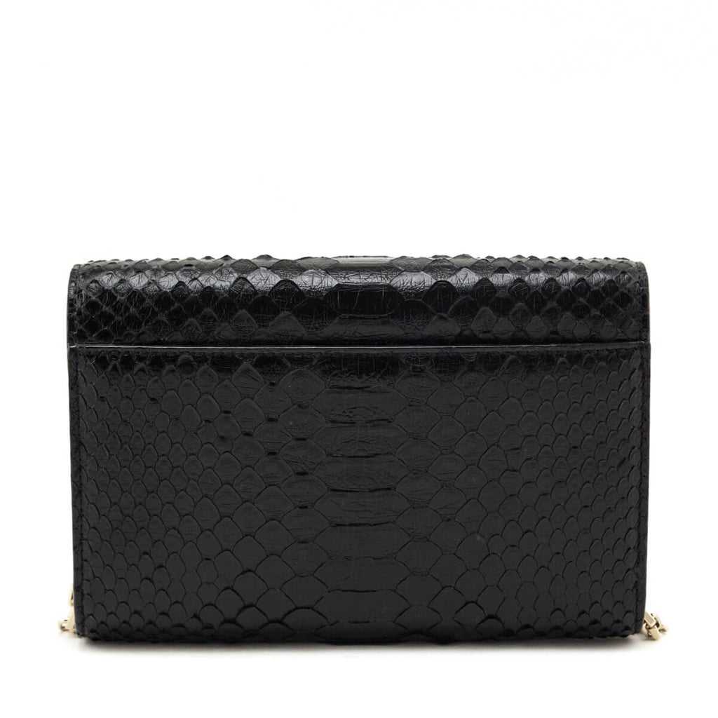 Jimmy Choo Black Python Varenne Chain Clutch