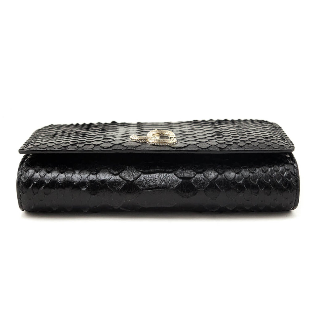 Jimmy Choo Black Python Varenne Chain Clutch