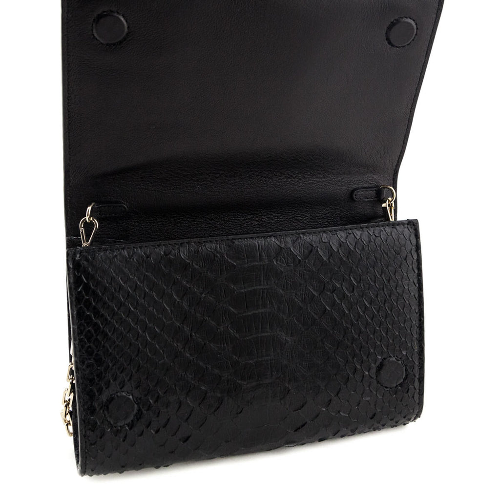 Jimmy Choo Black Python Varenne Chain Clutch