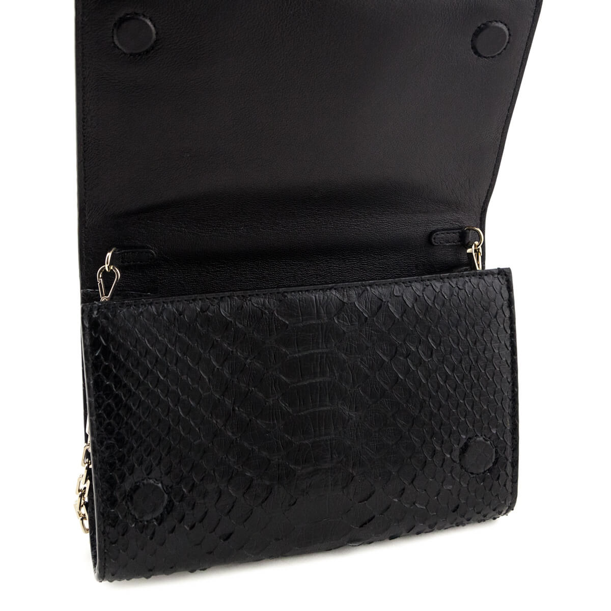 Jimmy Choo Black Python Varenne Chain Clutch