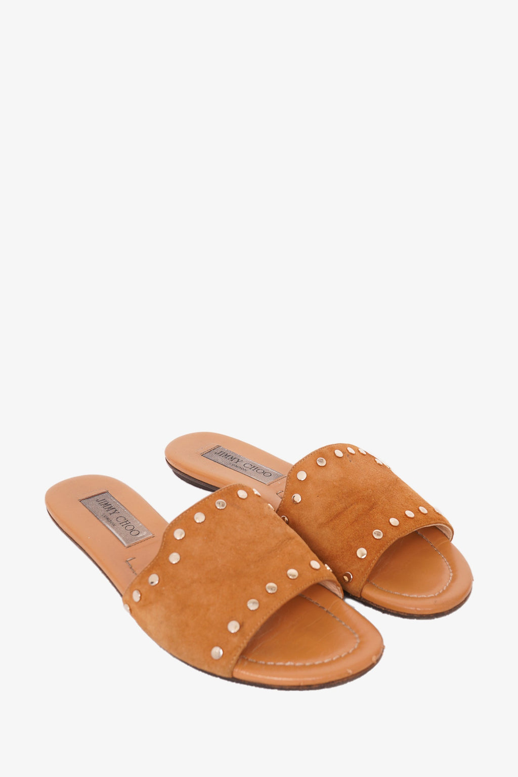 Jimmy Choo Brown Suede Studded Flat Slide Size 37