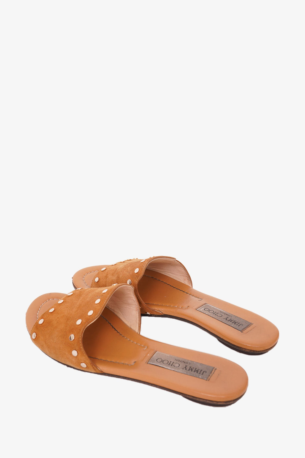 Jimmy Choo Brown Suede Studded Flat Slide Size 37