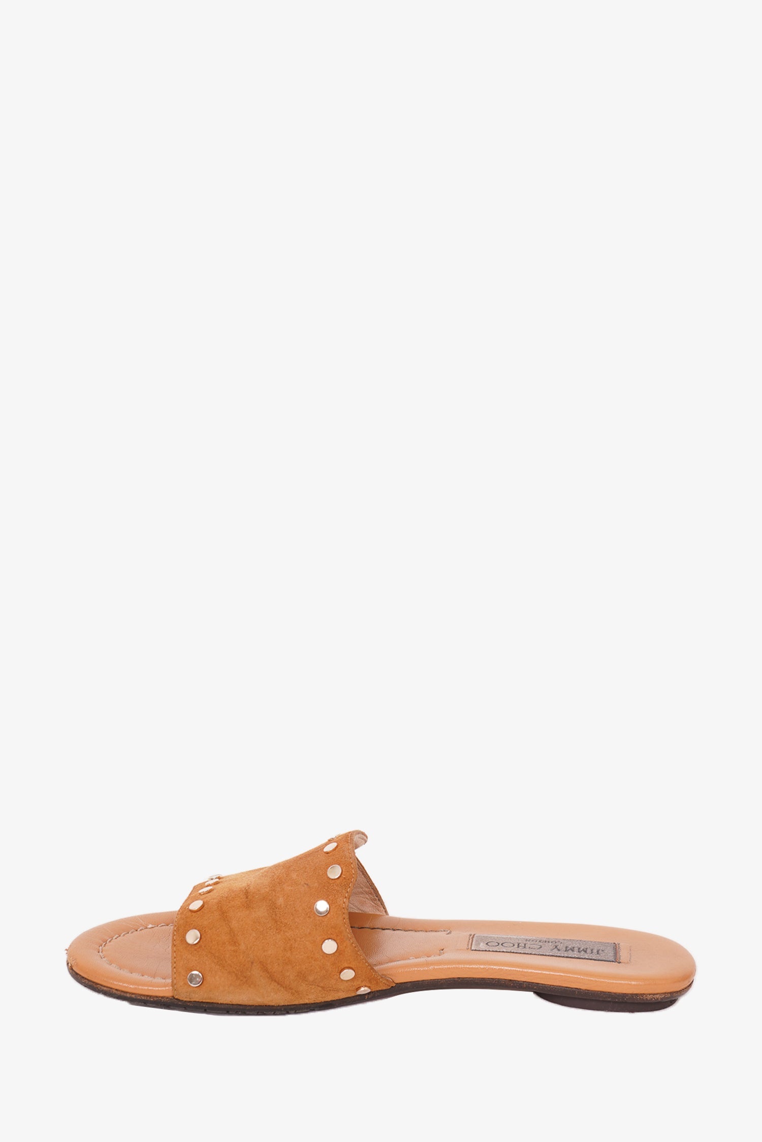 Jimmy Choo Brown Suede Studded Flat Slide Size 37