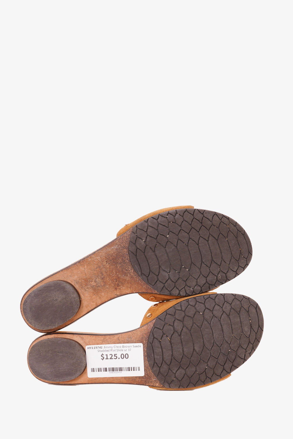 Jimmy Choo Brown Suede Studded Flat Slide Size 37