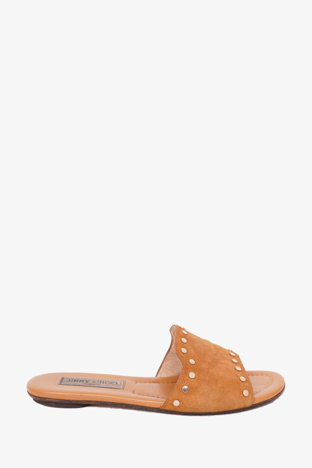 Jimmy Choo Brown Suede Studded Flat Slide Size 37