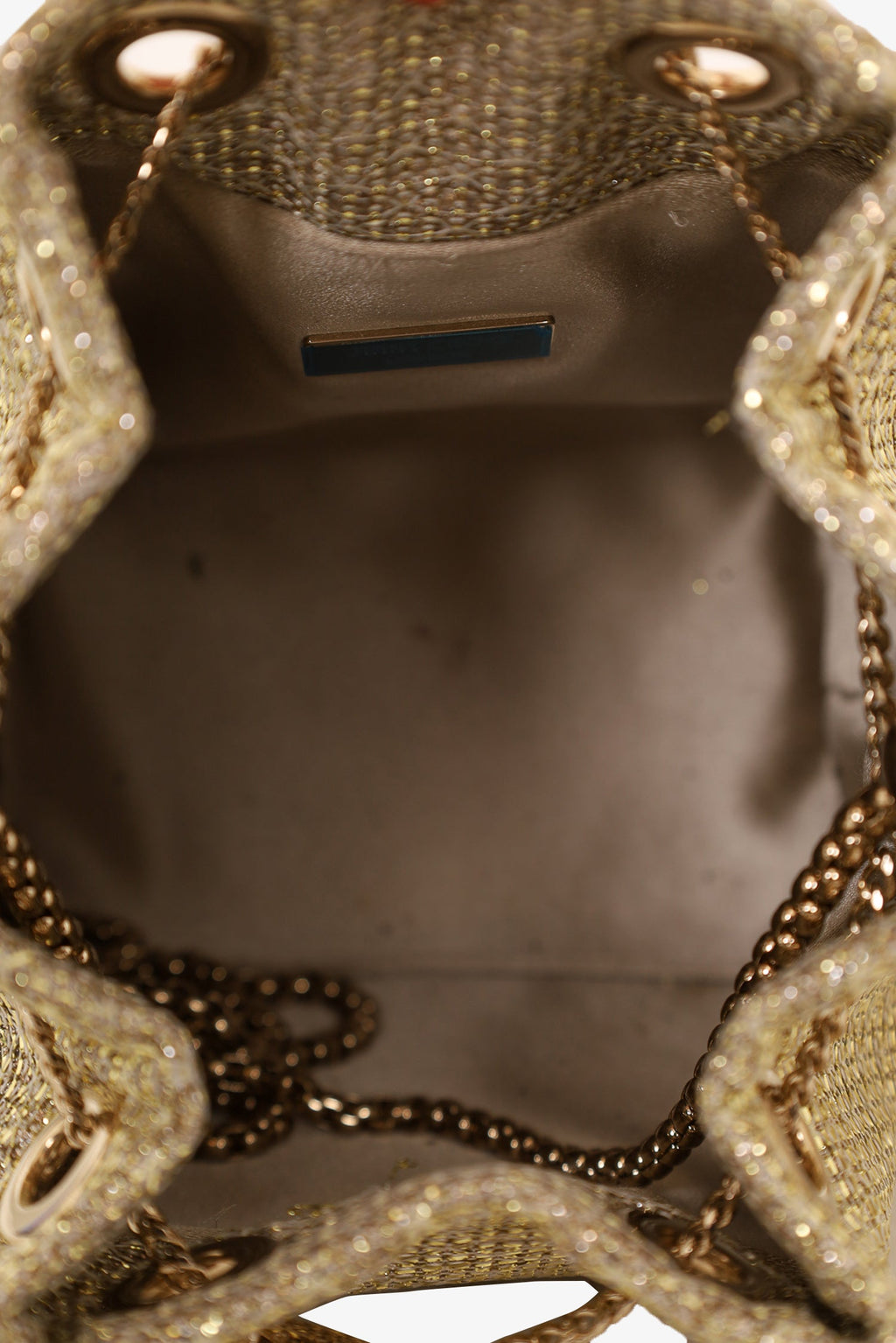 Jimmy Choo Gold Glitter Bon Bon Ring Handle Bucket Bag