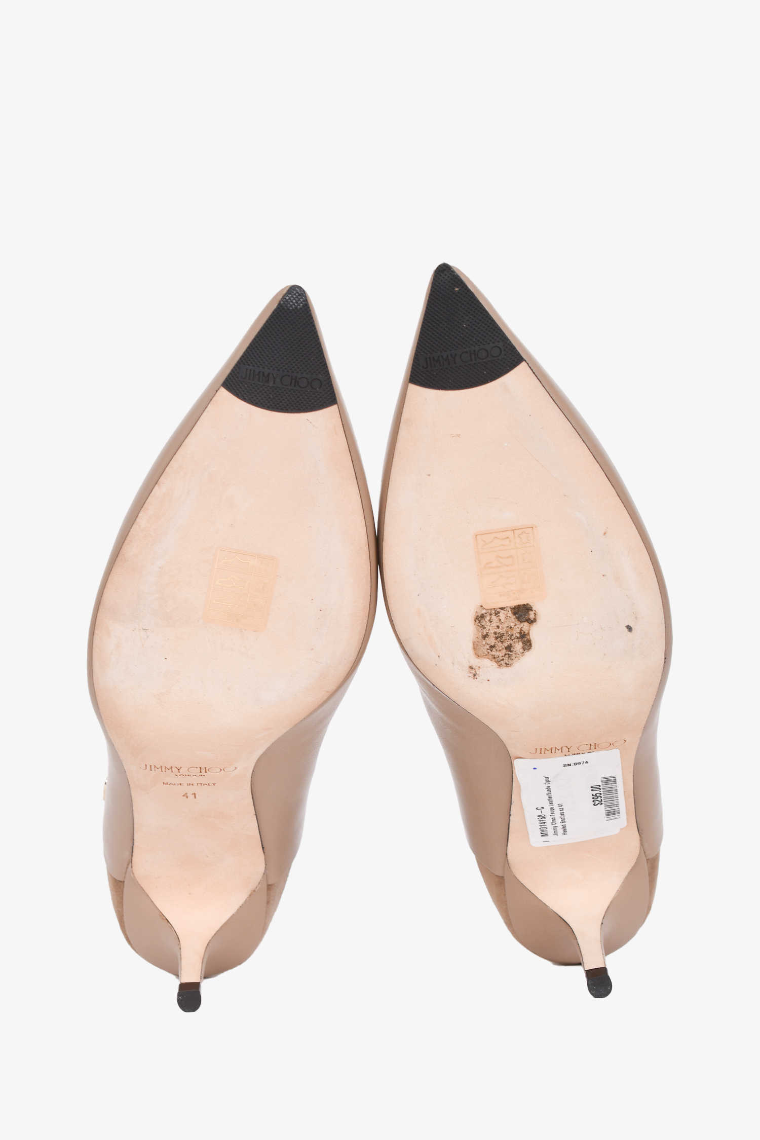 Jimmy Choo Taupe Leather/Suede 'Cycas' Heeled Booties Size 41