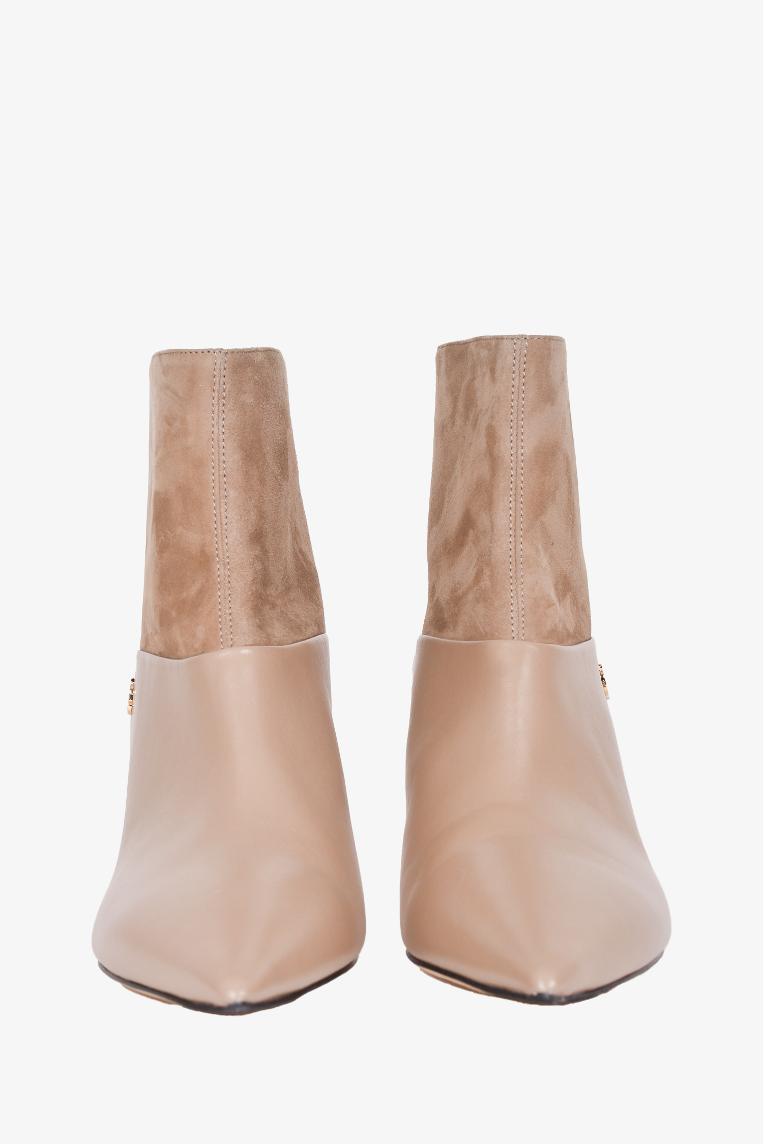 Jimmy Choo Taupe Leather/Suede 'Cycas' Heeled Booties Size 41