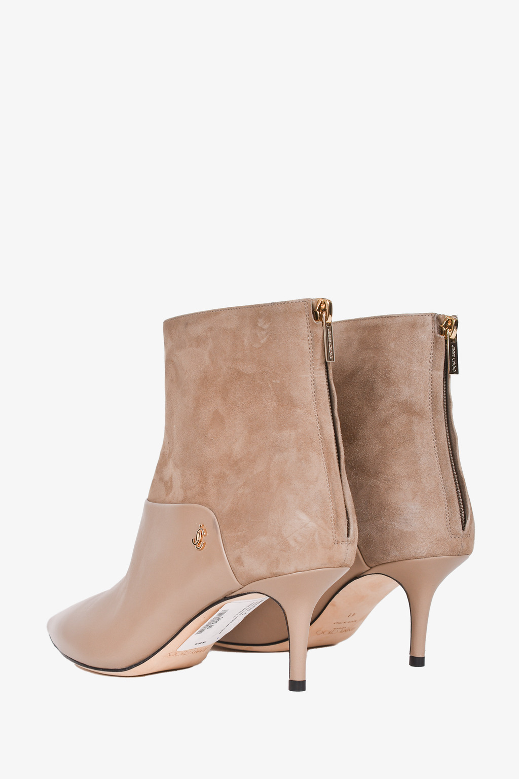 Jimmy Choo Taupe Leather/Suede 'Cycas' Heeled Booties Size 41