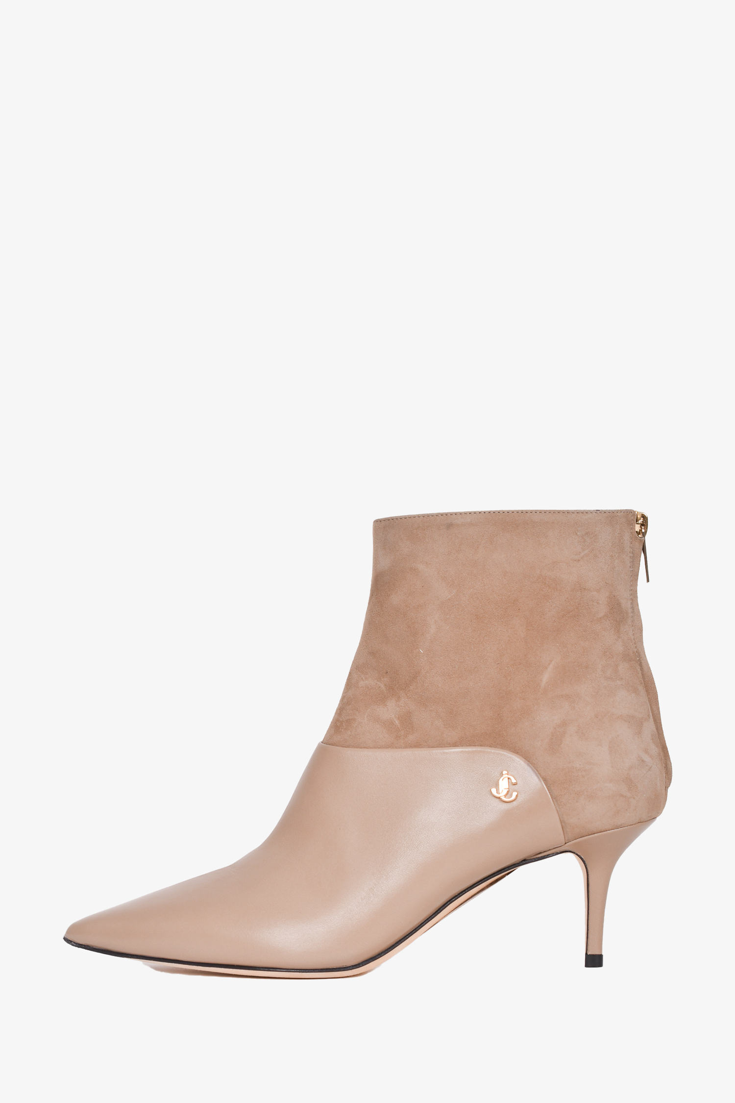 Jimmy Choo Taupe Leather/Suede 'Cycas' Heeled Booties Size 41
