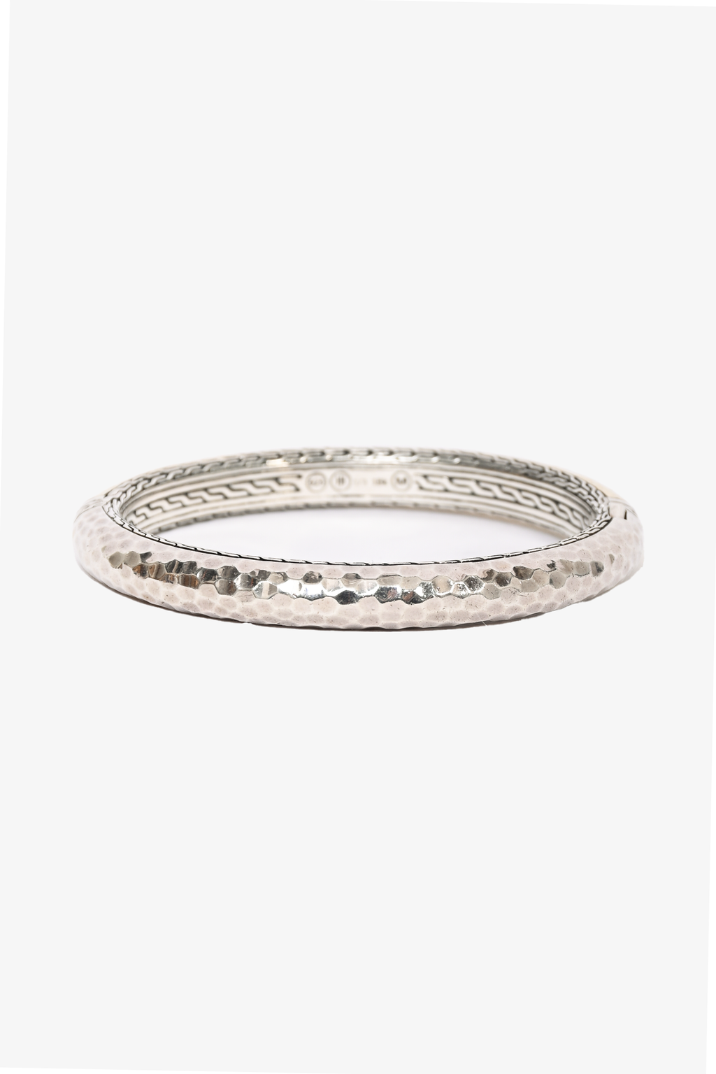 John Hardy Silver/18K Yellow Gold Classic Chain Hammered Hinged Bangle