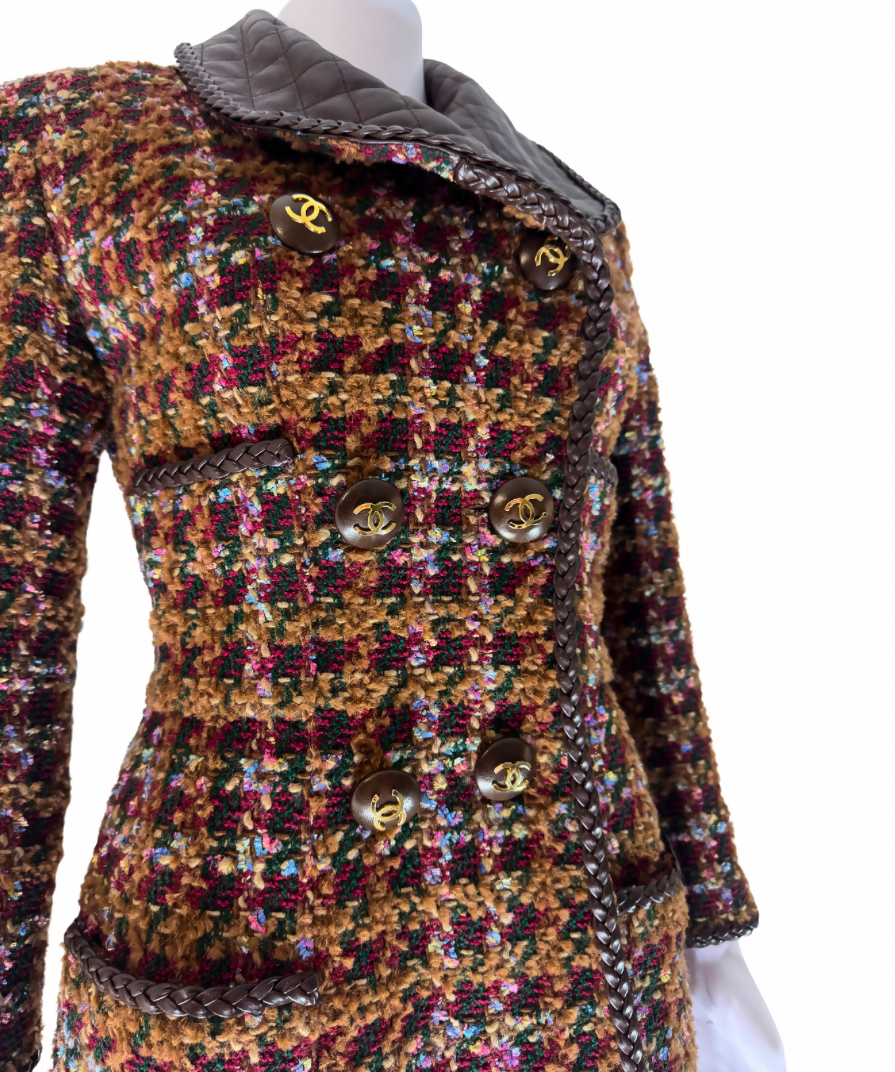 Chanel Vintage 1992 Tweed Leather Jacket