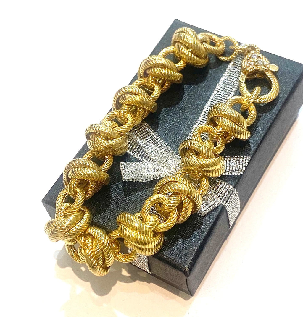 JUDITH RIPKA 14K GOLD PLATED TRIPLE ROLO LINK VERONA BRACELET