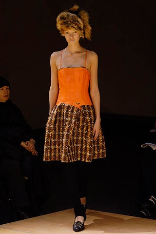 Junya Watanabe Comme des Garcons Fall 2005 Orange Rubber Tweed Dress