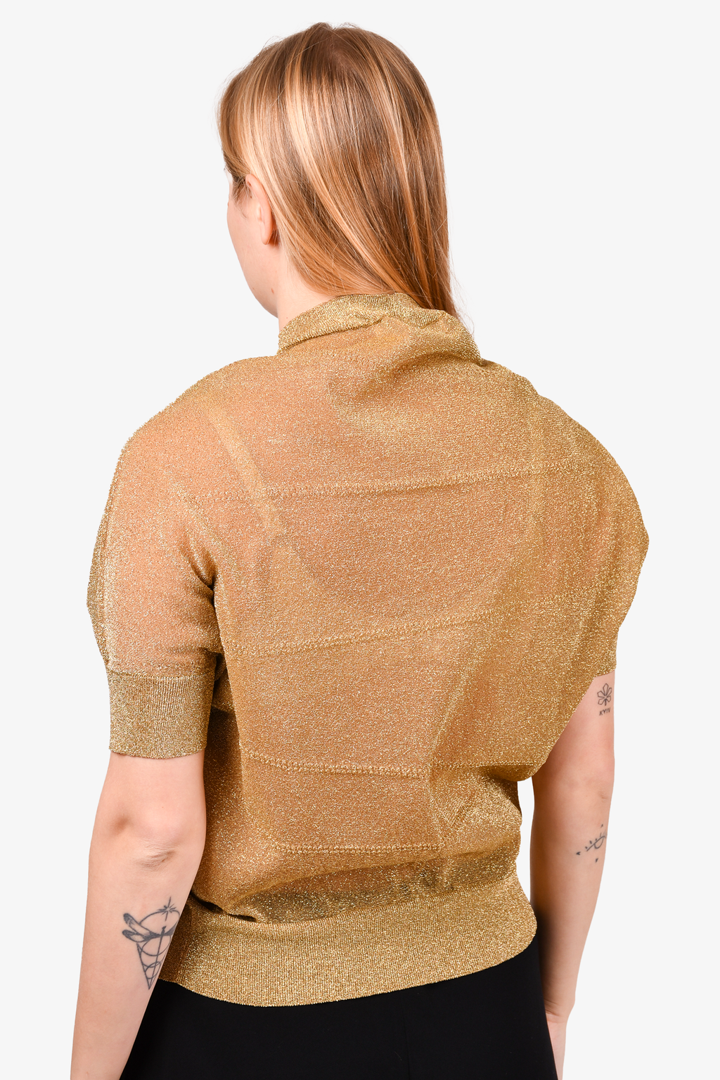 Junya Watanabe Comme des Garcon Gold Shimmer Sheer Top Size S