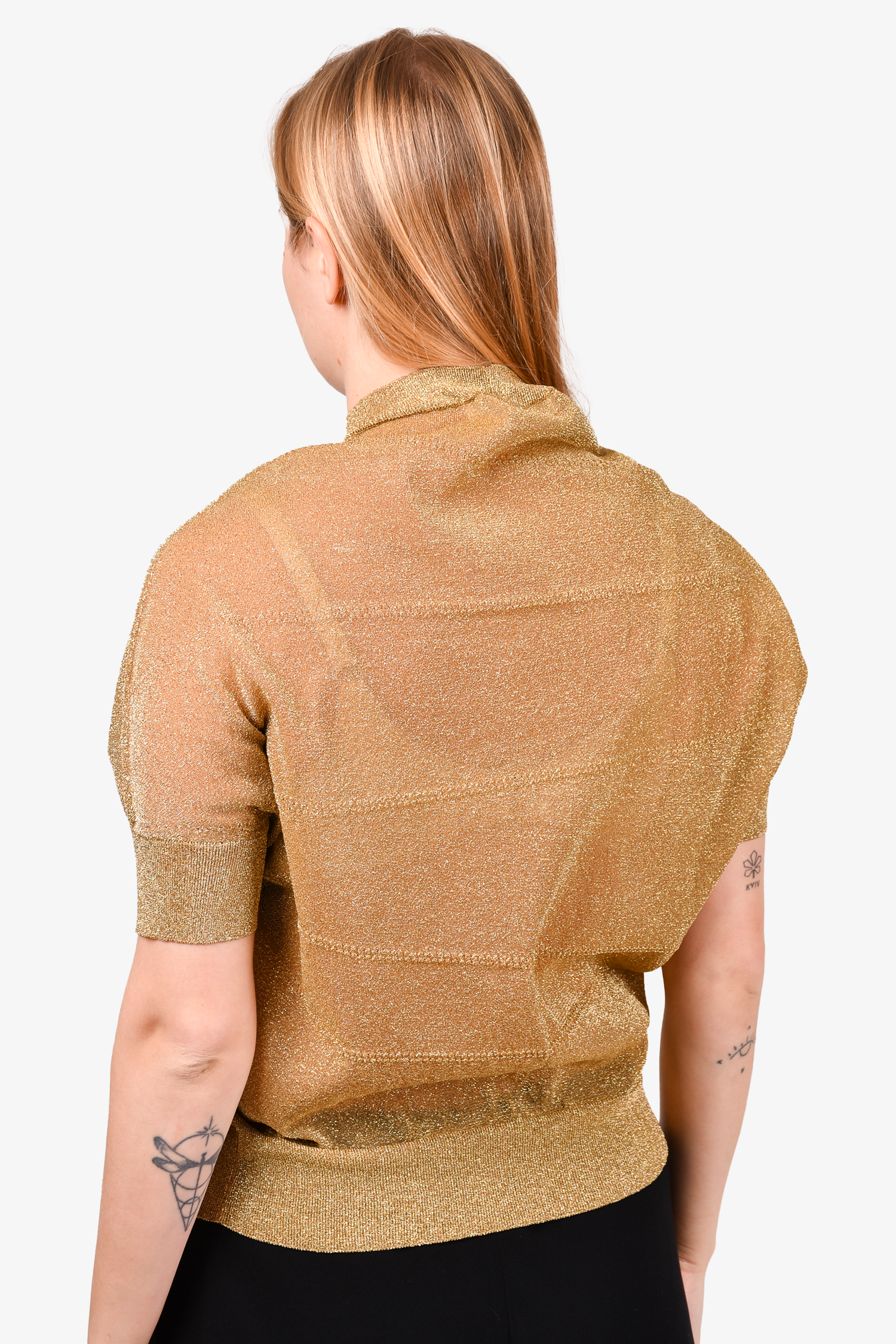 Junya Watanabe Comme des Garcon Gold Shimmer Sheer Top Size S