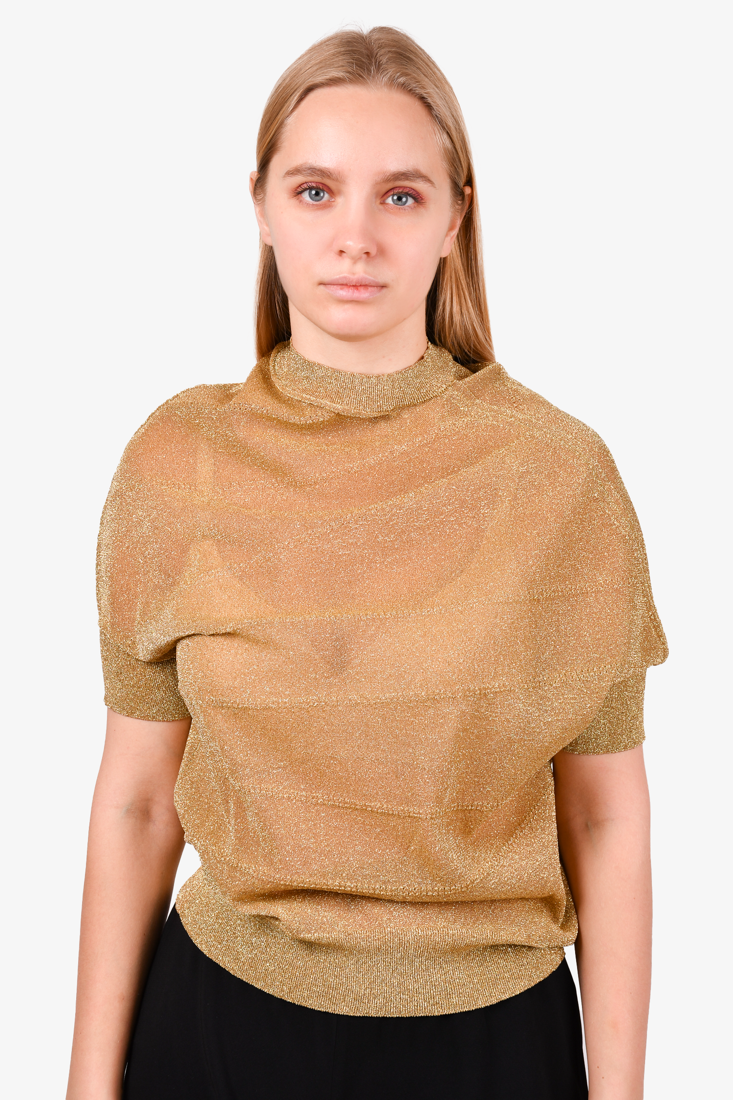 Junya Watanabe Comme des Garcon Gold Shimmer Sheer Top Size S